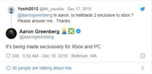Aaron Greenberg Tweet