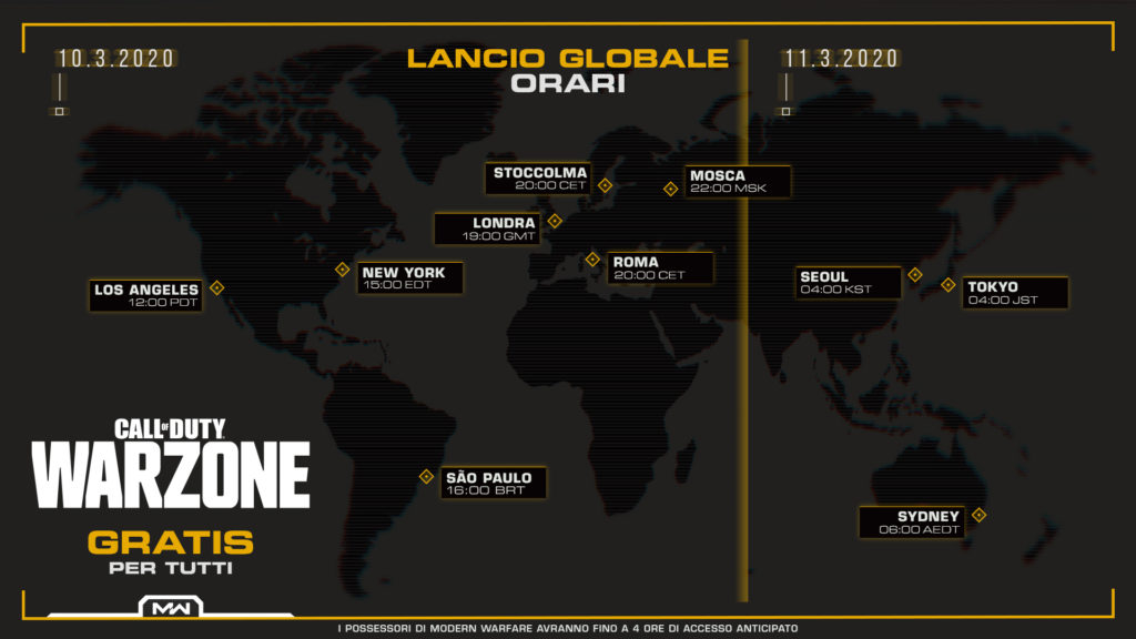 Call of Duty Warzone - Orari di Lancio