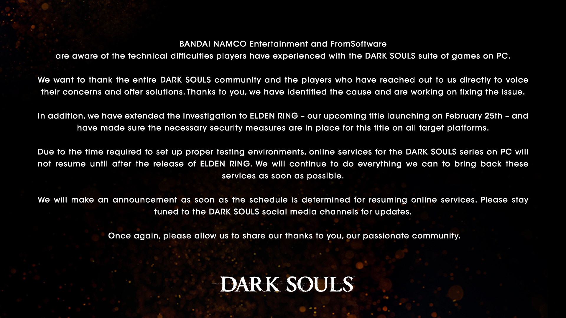 Elden Ring e il problema dei server della trilogia di Dark Souls